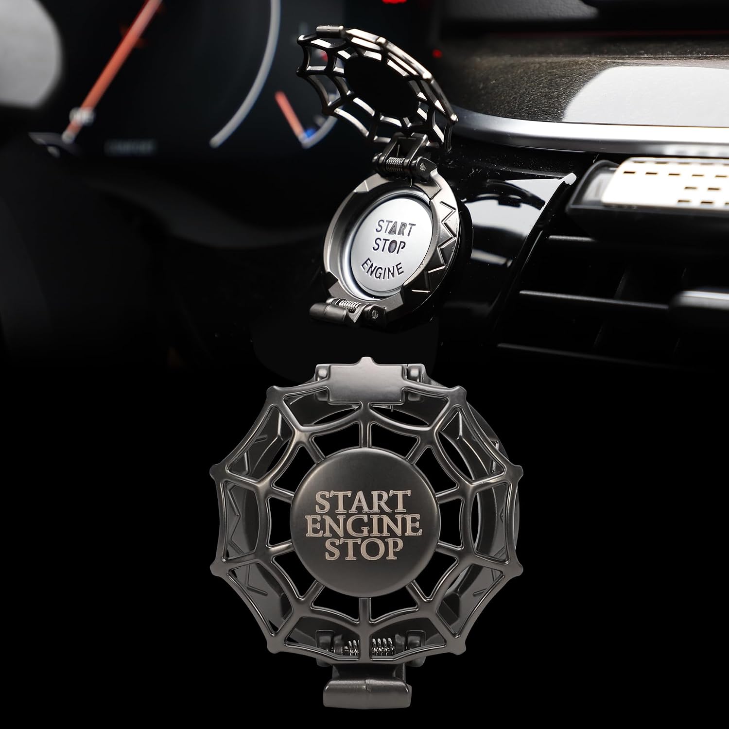 TOMALL Car Push Start Button Cover Universal for Car Motorcycle Press Engine Start Stop Button Trim Anti-Scratch Engine Ignition Ring Protective Cover Universal for Car Accessories (Red)