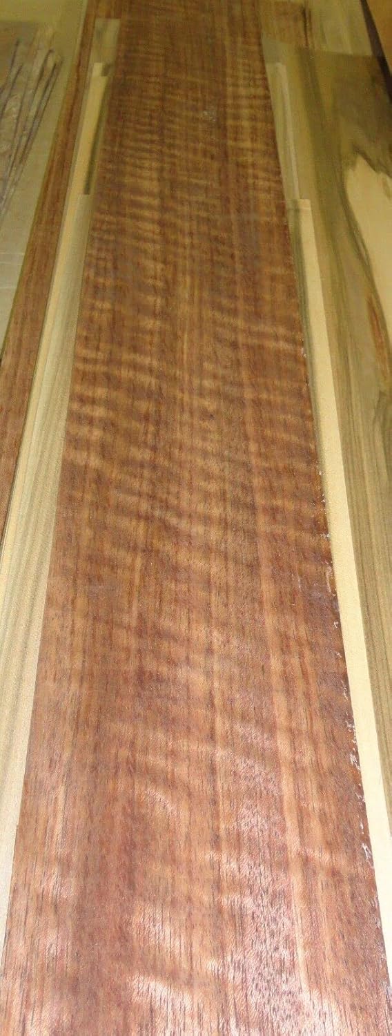 Etimoe Figured Wood Veneer 3.75" x 24" raw no Backing 1/42" Thickness AA Grade