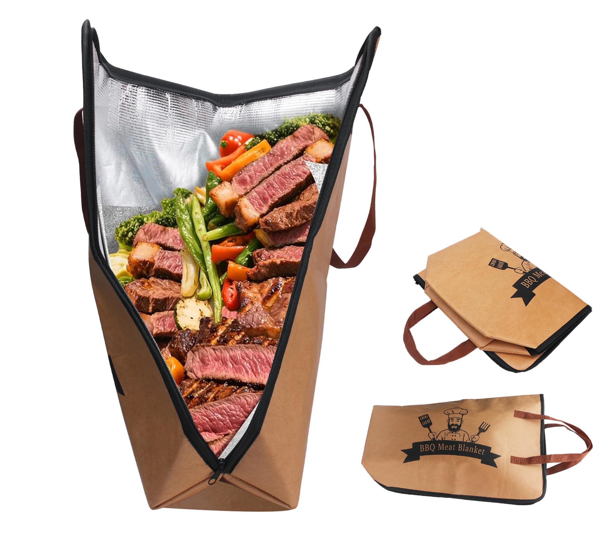 NGOKPYD BBQ Blanket for Resting Meat, 15 in Waterproof Reusable Smoker Grilling Meat Insulated Resting Bag with Wide Mouth for Large Brisket/Beef/Pork Shoulders/Turkeys/Tenderloin