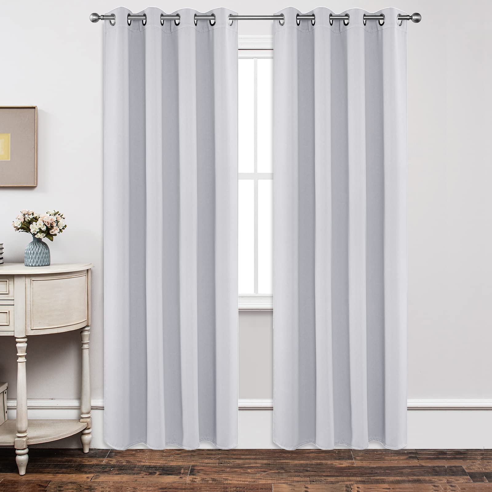 Joydeco Blackout Curtains 84 Inch Length 2 Panels Set, Thermal Insulated Long Drapes 2 Burg, Room Darkening Grommet Curtains for Living Room Bedroom Window