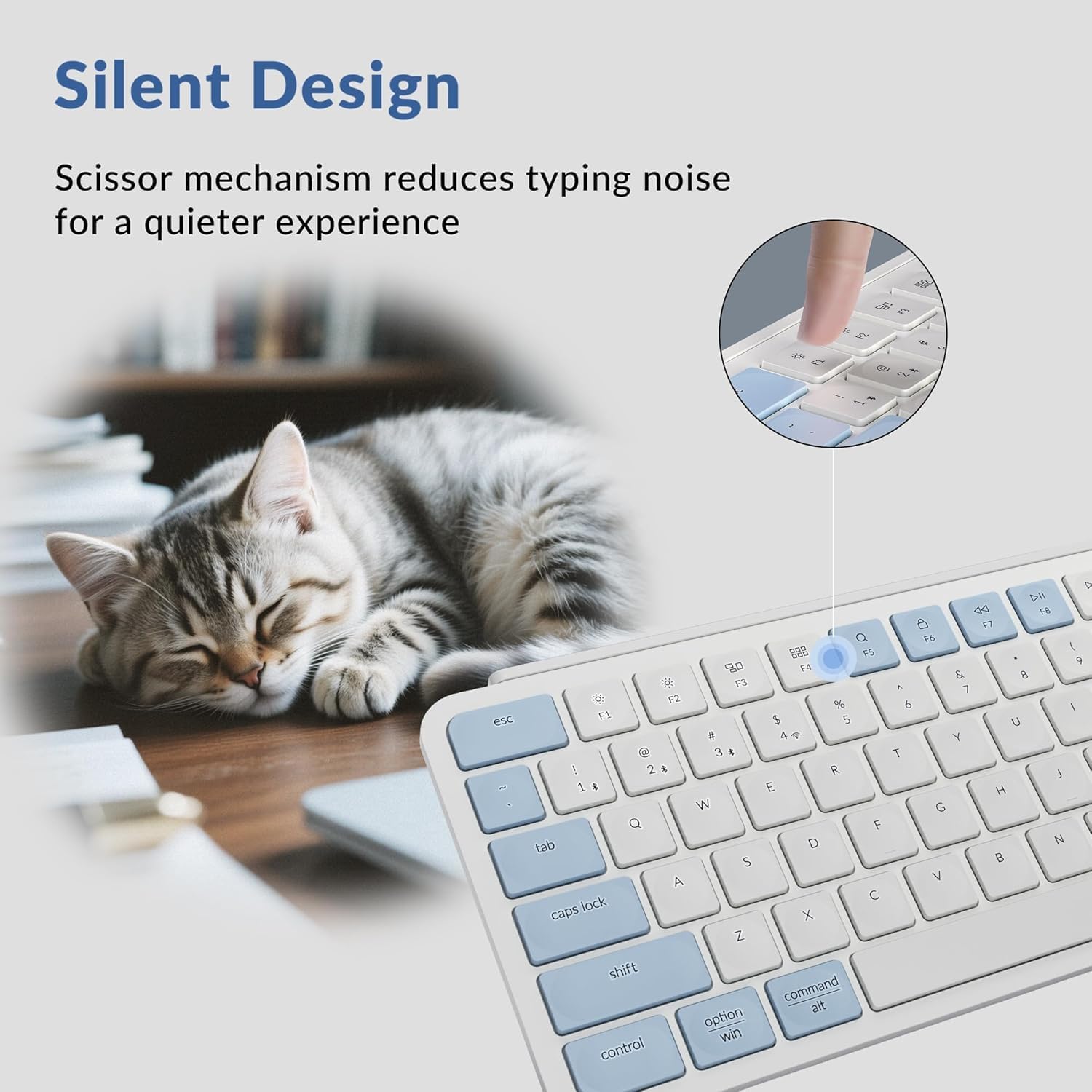 Keychron B1 Pro Ultra-Slim ZMK/Launcher Wireless Bluetooth 2.4 GHz/Wired Connection Keyboard for Mac Windows Linux - Retro Blue