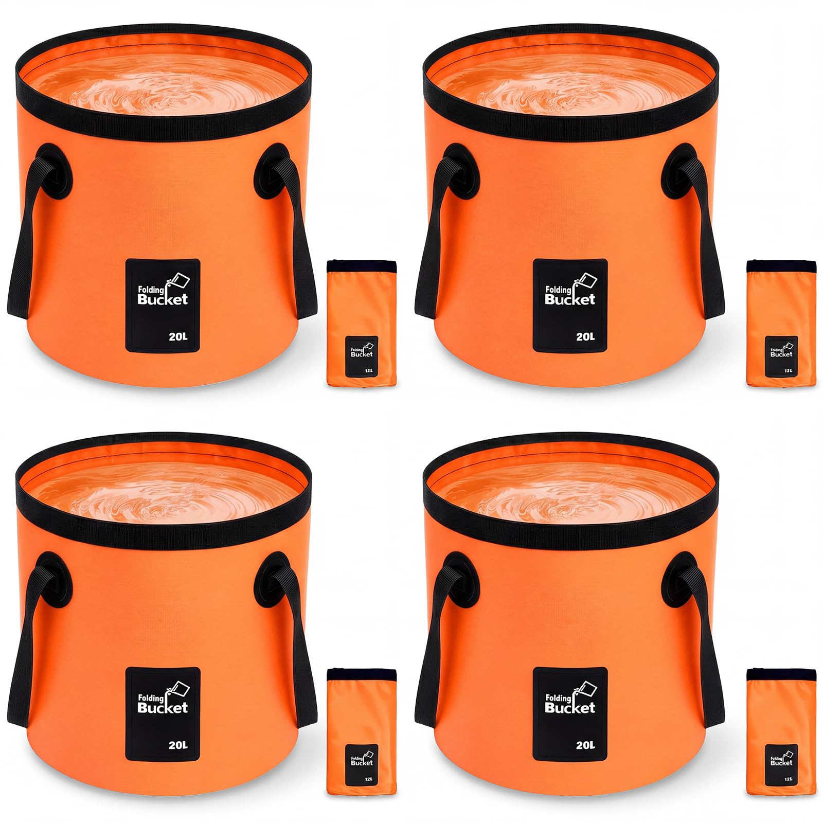 5 Gallon 4 Pack Collapsible Bucket,Orange