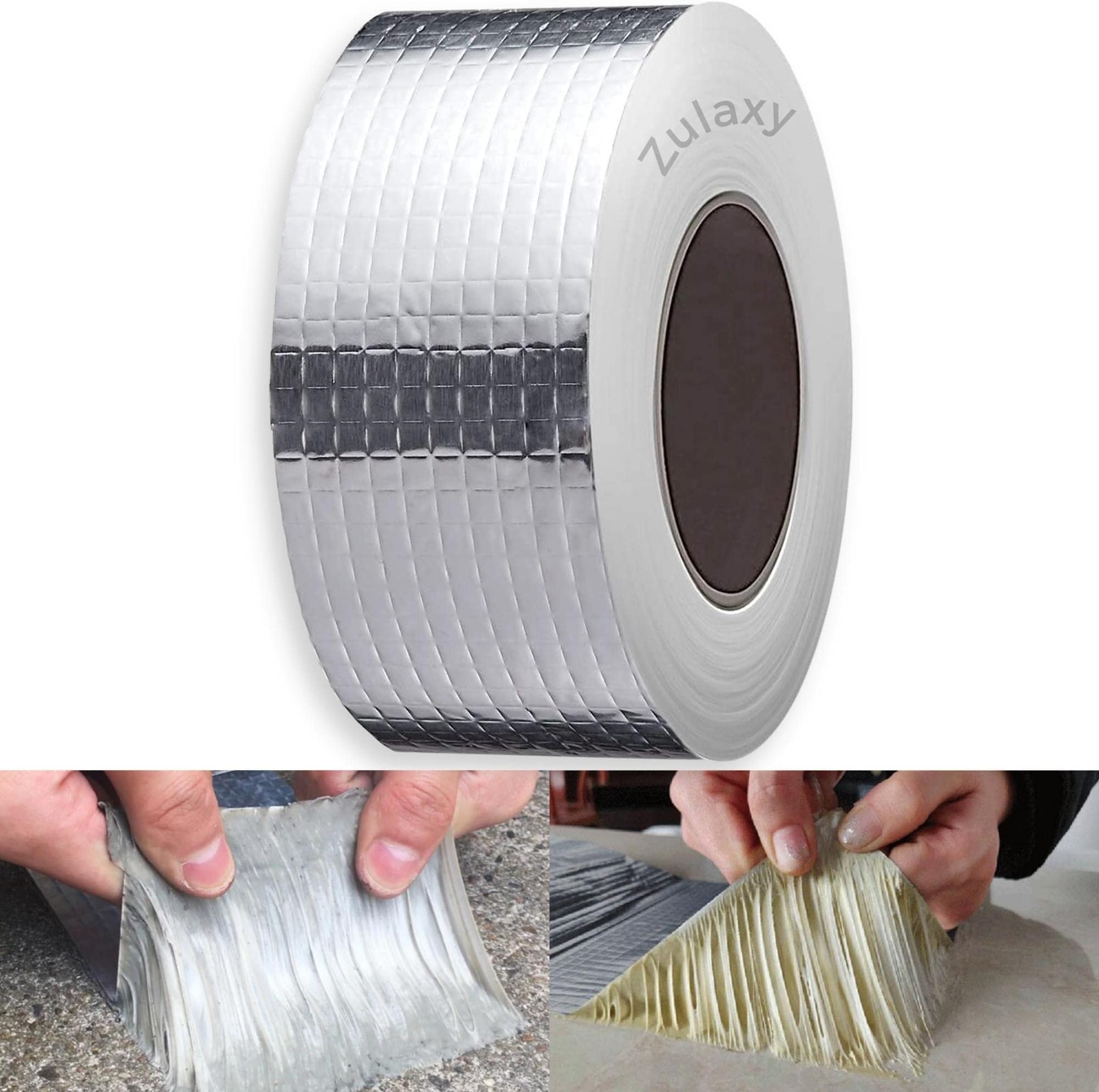 Zulaxy Leakage Repair Waterproof Aluminium Rubber Tape, Hot & Cold Temperature Aluminium Foil Tape, Perfect for Sealing Water Leakage (5 CM x 5M, Silver, 1 PACK)