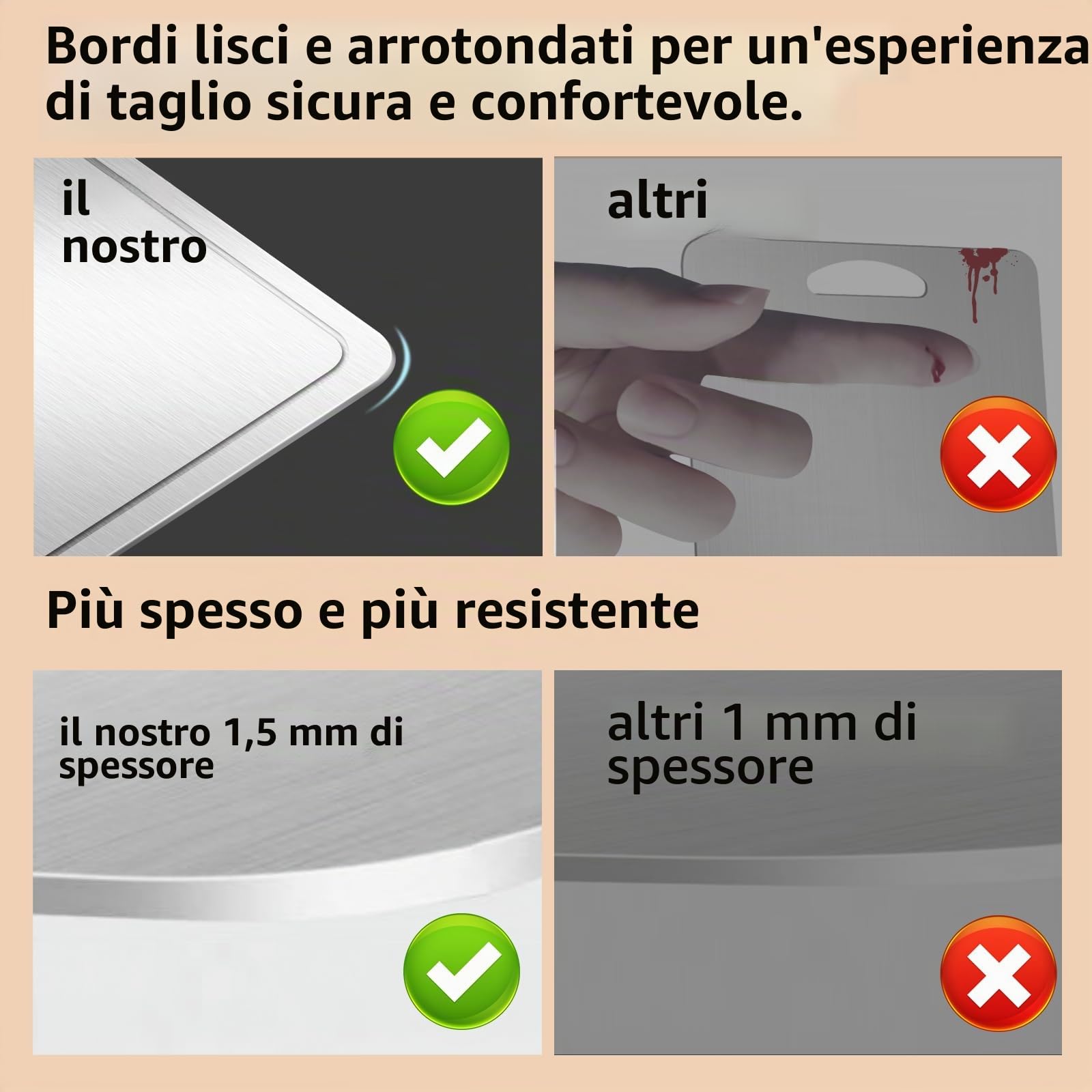 Tagliere in titanio puro al 100% con scanalatura per succhi di frutta, in metallo, per alimenti, tagliere a doppia faccia per tagliare carne, verdura e frutta (titanio-XL)