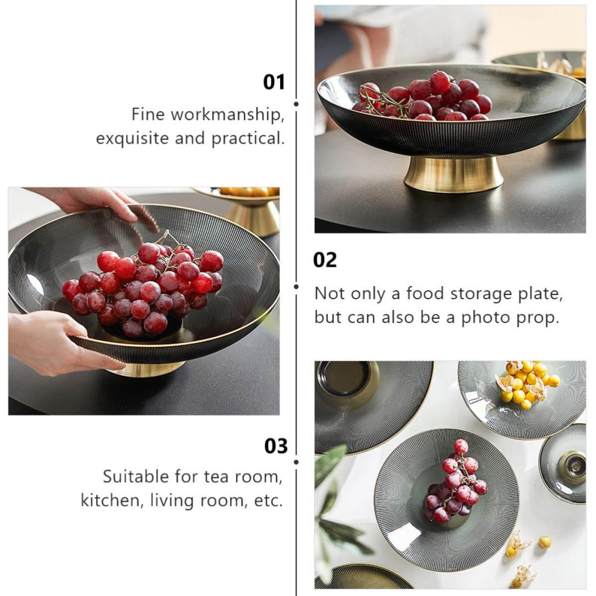 Frutero para Mesa de Vidrio Pie, Elegante para Frutas y Dulces