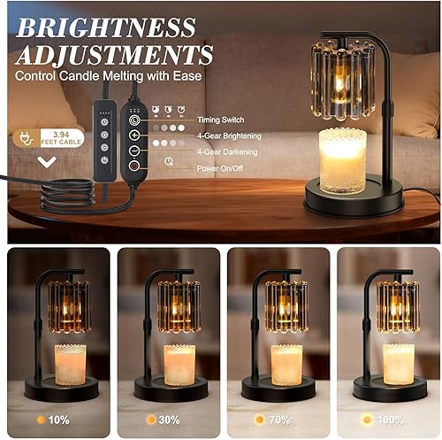 Miniatura 3 de Uflatek Lámpara calentadora de velas con temporizador regulable, lámpara de vela eléctrica con altura ajustable, calentador de cera para velas de