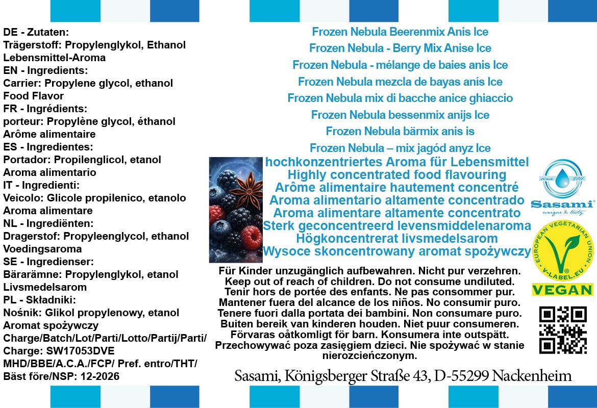 Frozen Nebula mix di bacche anice ghiaccio aroma concentrato - vegano - Sasami - 100ml