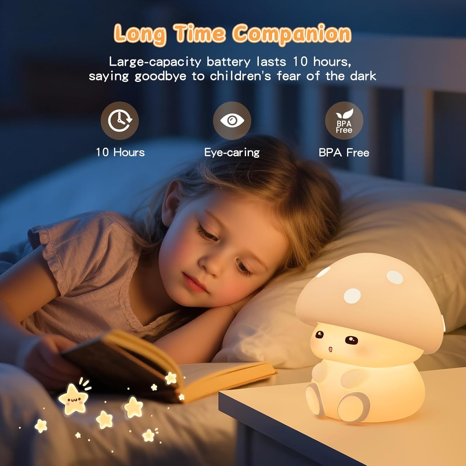 OOWOKS Lampada da notte a forma di fungo in silicone per bambini luminosità regolabile bianco caldo e modalità a 7 colori lampada da comodino per neonati lampada LED dimmerabile per bambini