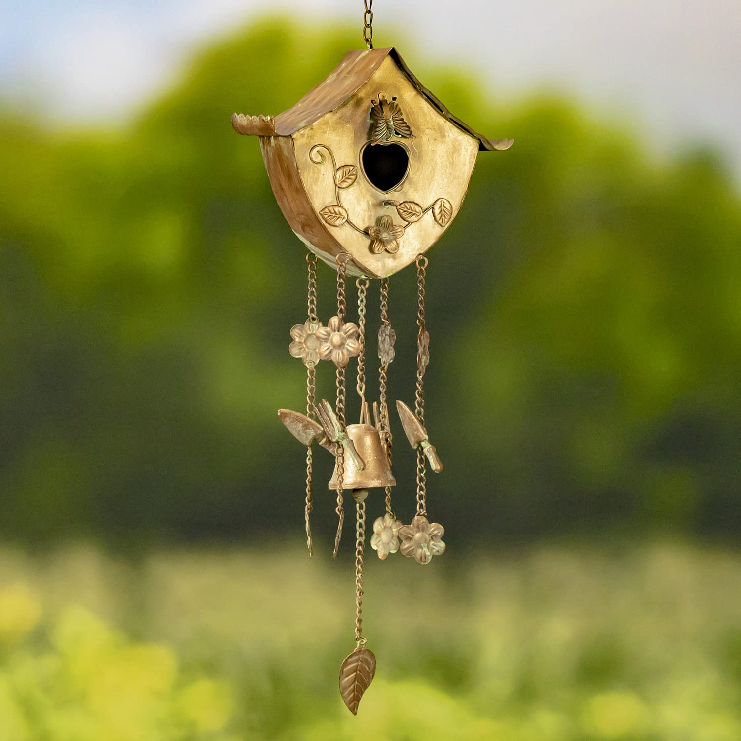 Amazon.com : Bronze/Copper Color Hanging Birdhouse Wind Chimes