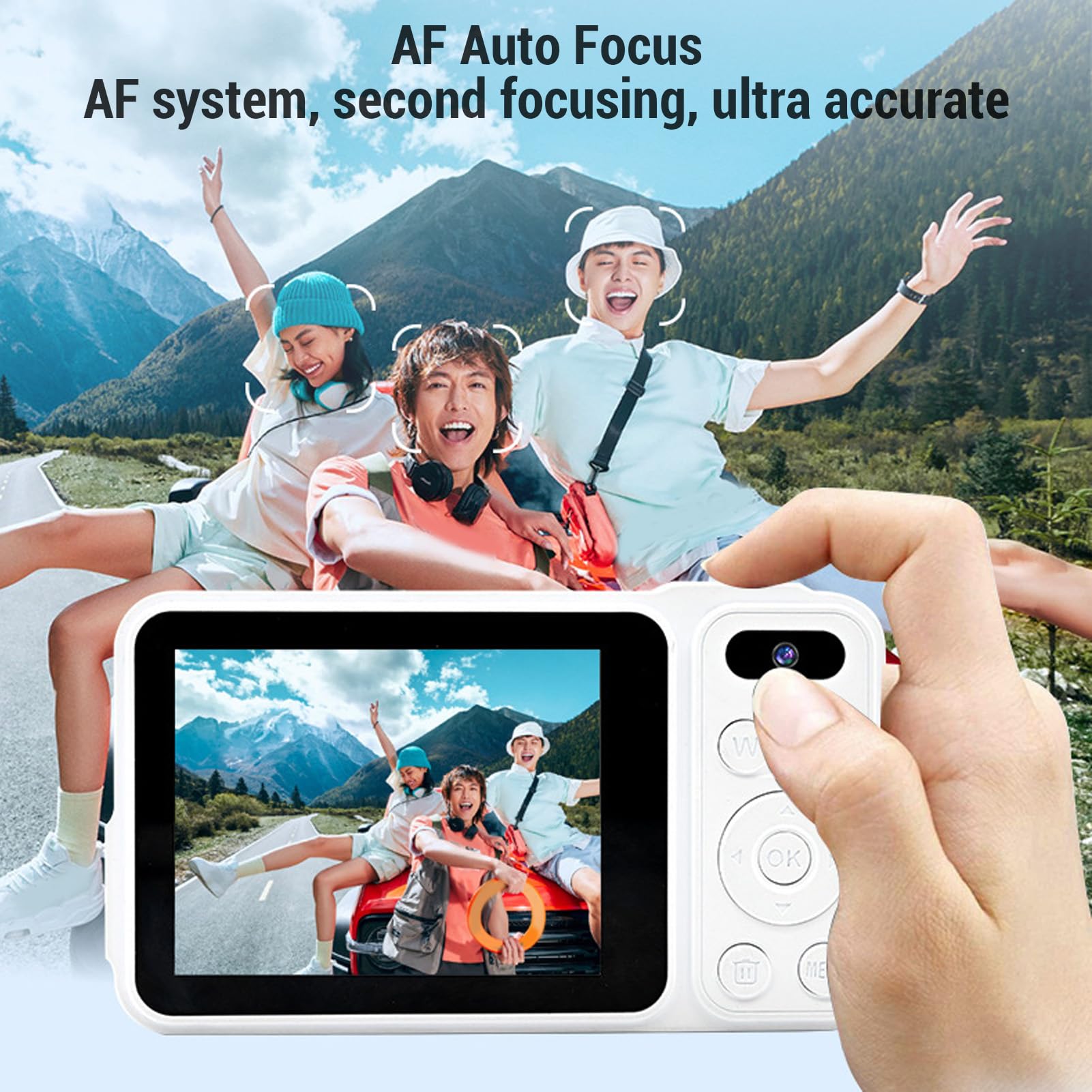 Fotocamera Digitale 4K per Fotografia, Fotocamere Vlogging HD da 50 MP con Fotocamera da Viaggio per Adolescenti per Adolescenti a Doppio Lente Schermo da 2,8 Pollici per (BLUE)