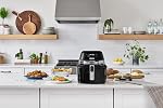 De'Longhi Rapid Crisp Air Fryer, 5-Quart, 1700-Watt XL Cooker, Fries, Crisps, Roasts, Bakes, 5 Preset Functions, Pizza Setting, Up to 20% Faster Cooking, Easy Clean Nonstick, 360° Viewing, Black