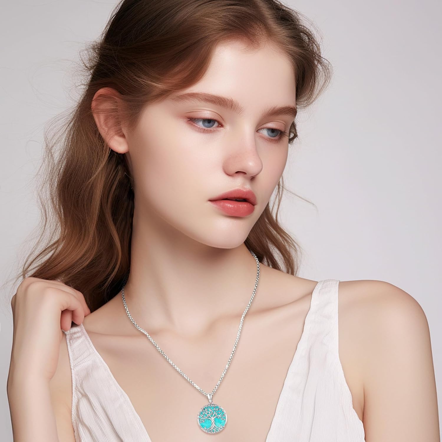 Tree of Life Necklace for Women Sterling Silver Celtic Moon Tree Moonstone Turquoise Pendant Heart Family Tree Necklace for Mother Daughter Sister Gifts - Image 4