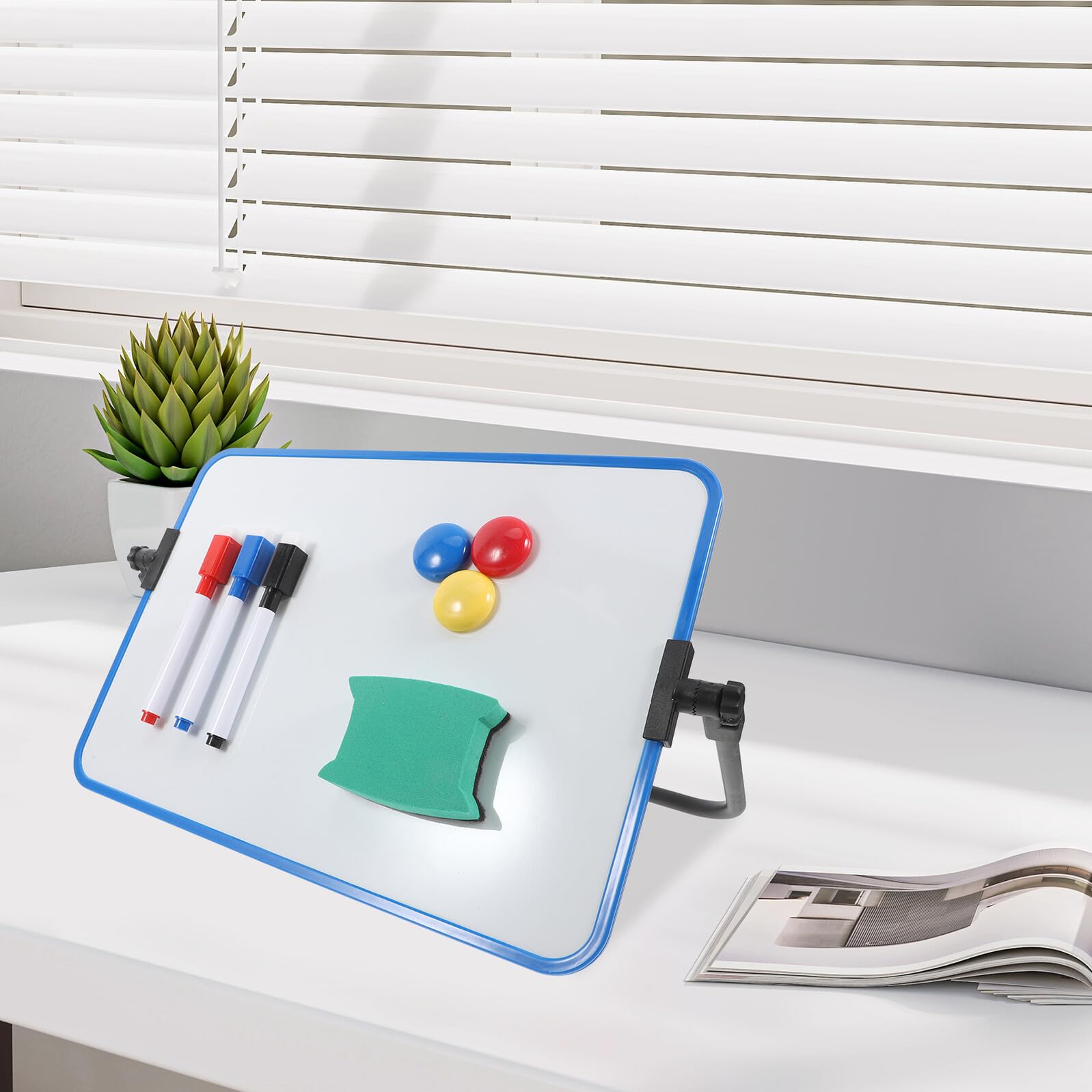 Memo Bord Doppelseitig Whiteboard Trocken Abwischbar Beschreibbare Tafel Schreibtischtafel Nachrichtentafel mit Ständer Praktisches Memoboard für Zuhause Büro und Schule