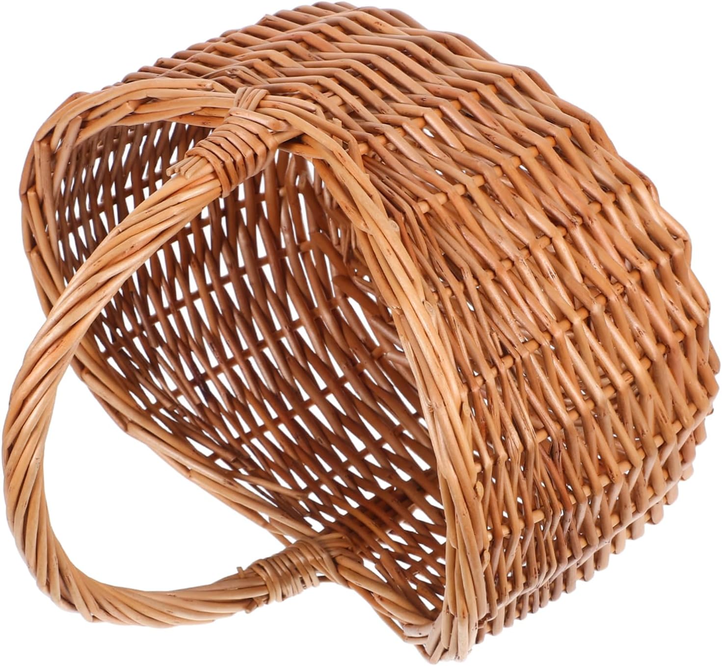 Handwoven Willow Storage Organizer with Sturdy Handle for Picnics Floral Arrangements and Home Decor Lightweight and Versatile Design