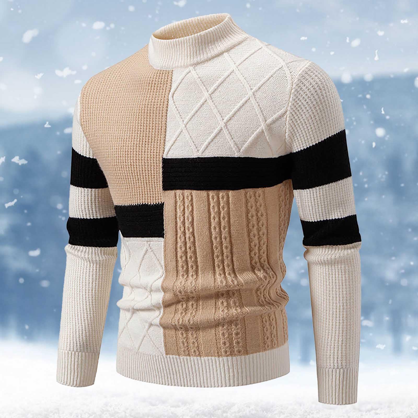 Generisch Winterpullover Herren - Herrenpullover Langarm Männer Semi Hohe Rundhals Passenden Farbe Pullover Pullover