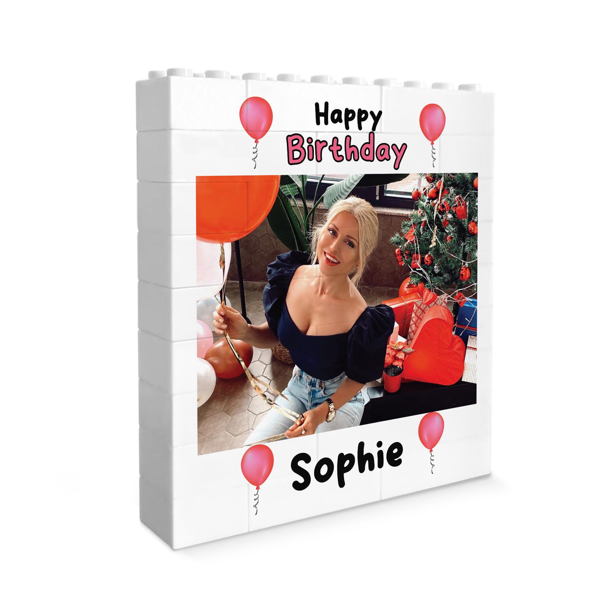 Red Ocean Personalised Photo Bricks, Photo Plaque, Birthday Gifts For Women, Daughter Gift, Mum Birthday Gift, Sister, Building Bricks For Her