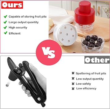 Cherry Pitter Tool, Kitchen Cherry Jam 7 Holes Multi Pitter Tool, White