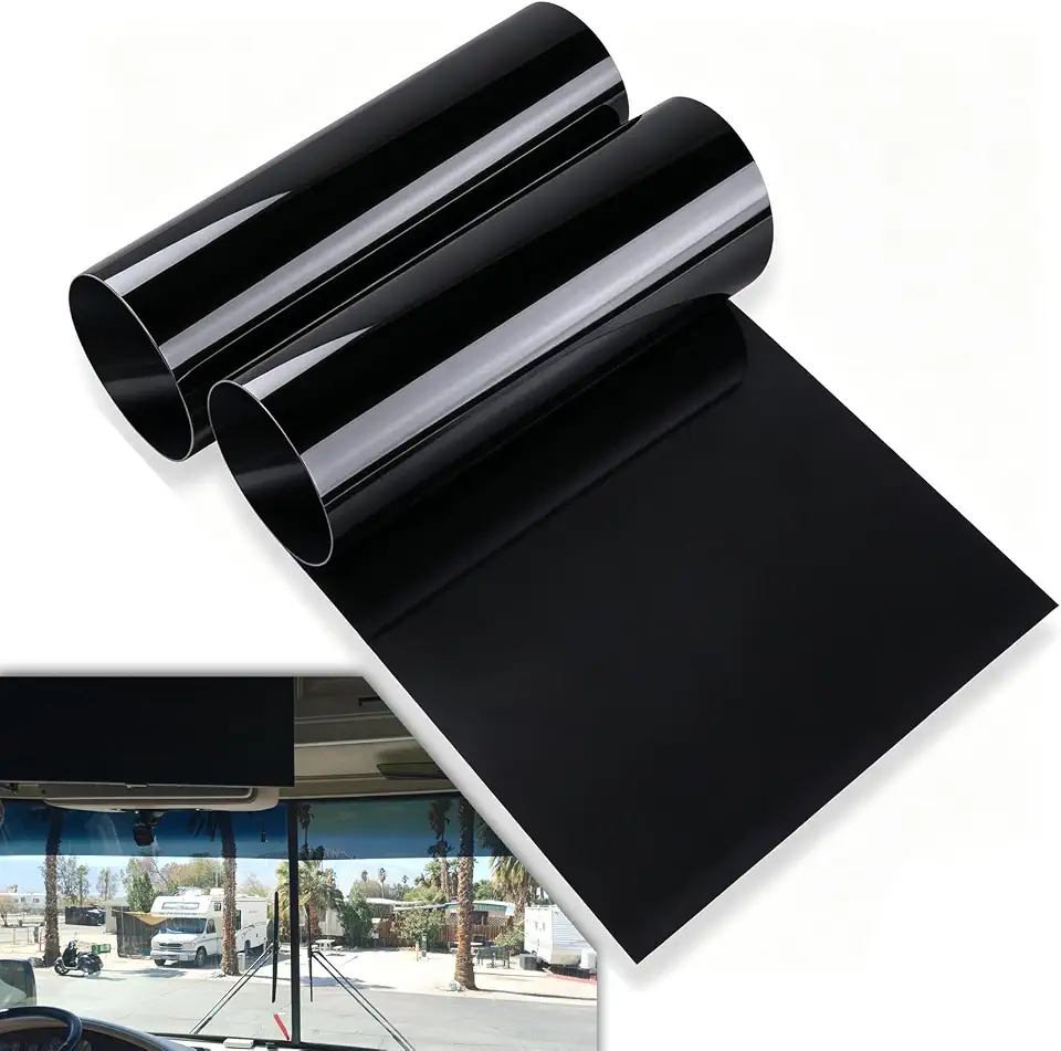 XhuangTech Tira de película de para-brisa com 2 rolos, película de cerâmica 5% VLT para janela de vidro antirreflexo contra o calor e proteção UV, película para viseira de carro para pára-brisa