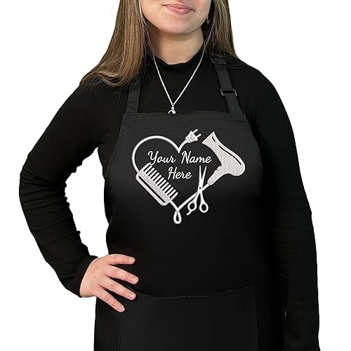 Personalized Custom Embroidered Black Hair Stylist Apron - Beauty Salon