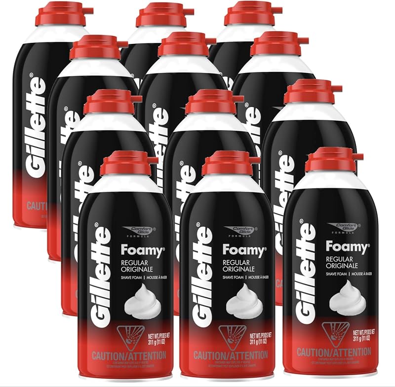 Crema de afeitar espumosa regular, paquete de 12, 11 oz cada una