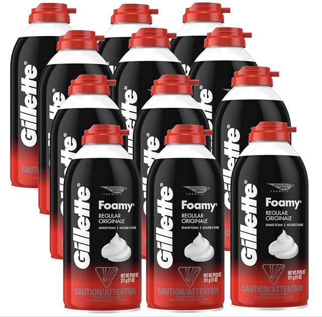 Gillette Foamy Regular Shaving Cream Pack of 12 11 oz each