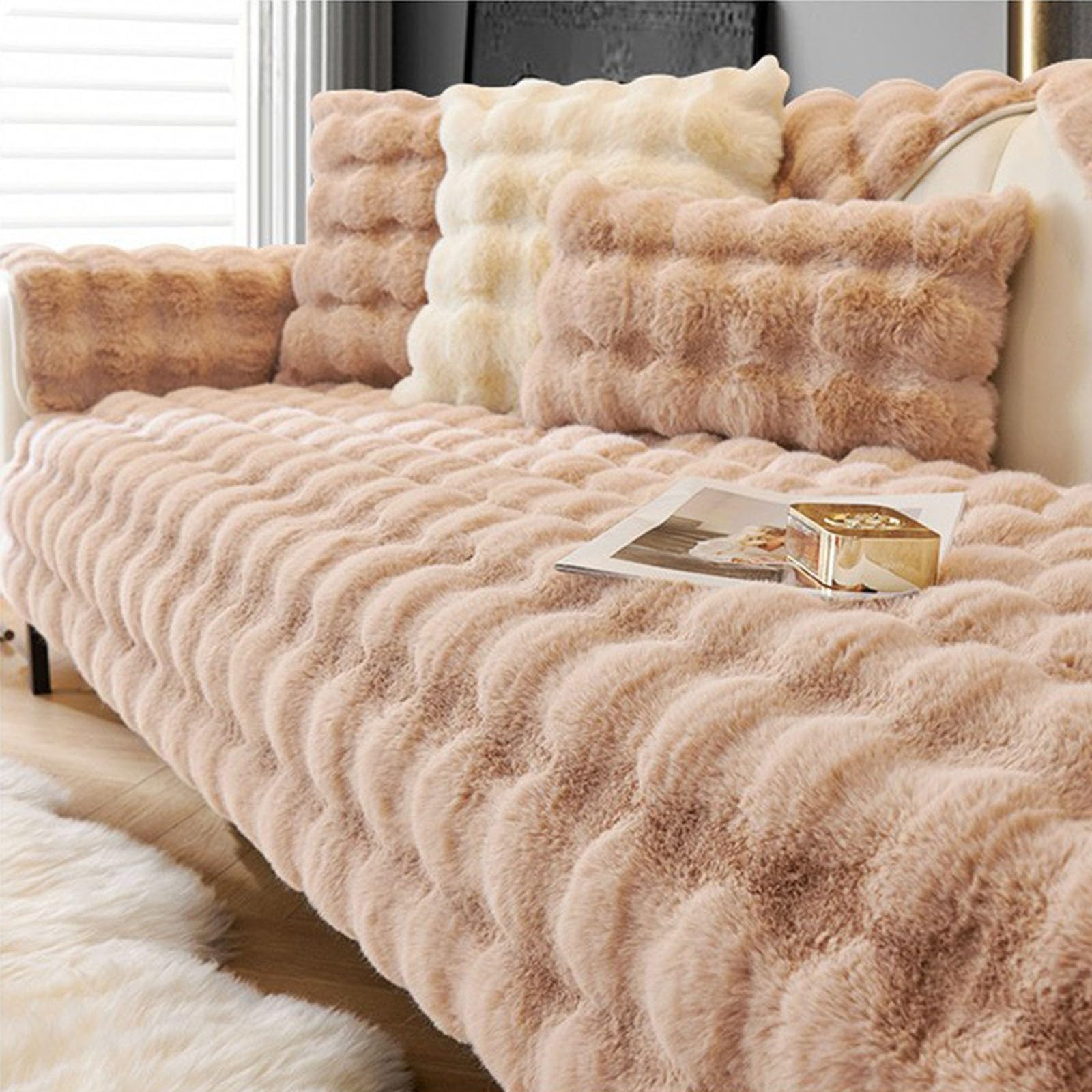 Sectional Sofa Cover,Non Slip Corner Sofa Cover L Shape Super Soft Sofas Slipcovers for Living Room(Coffee1,60x180cm)