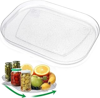Lazy Susan Turntable Organizer for Refrigerator, 15.75'' Large Fridge Lazy Susan Organizer Rectangle - Clear PET Material | Space-Saving Solution for Easy Access