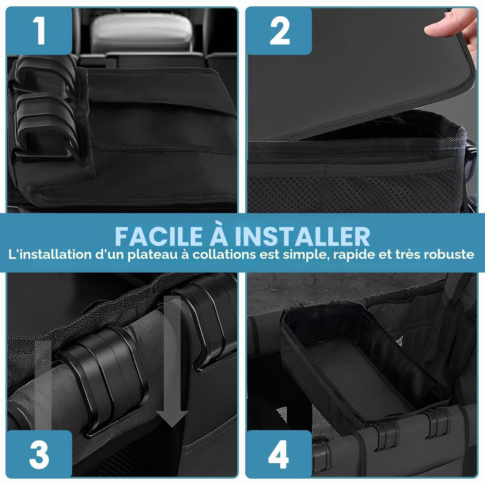 Plateau à collation pour poussette - Plateau amovible pour poussette - Accessoires de poussette - Design double couche - 40,5 x 20,5 x 9,5 cm - Pour poussette W1 et W2 - Noir