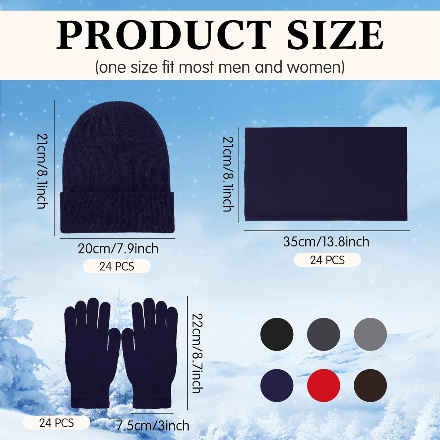 96 Pcs Winter Beanie Hat Gloves Bulk Homeless Gift Set with Neck Warmer Headband Ear Warmer for Men Women Unisex - Image 2