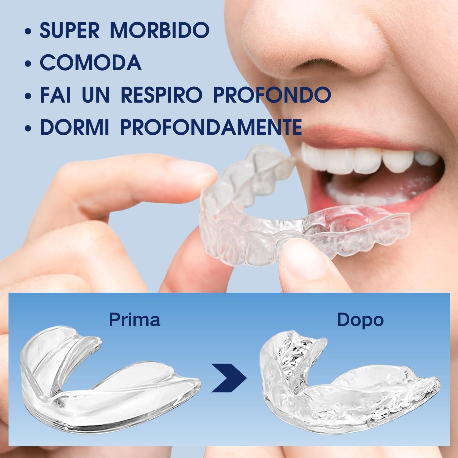 Bite Bruxismo Notturno, Anti-Bruxismo Protettori Buccali per la Notte, 4PCS con Scatola di Stoccaggio, Comfortevoli per l'uso durante il Dormire, Efficace Per Russare I Denti