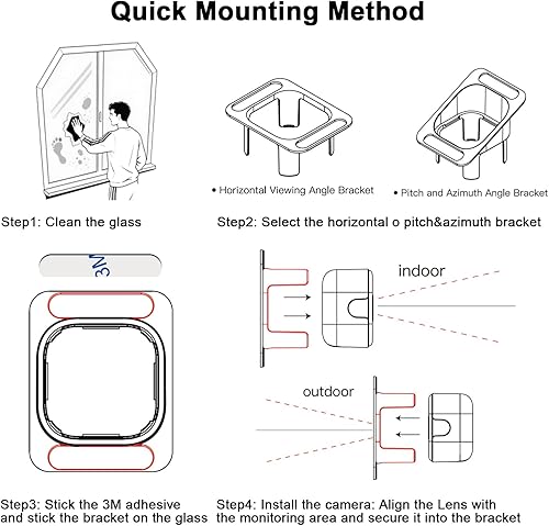 Miniatura 8 de Cámaras de ventana 2K para seguridad del hogar, cámara WiFi de 2.4 GHz y 5 GHz para bebémascota con aplicación de teléfono, cámara de visión