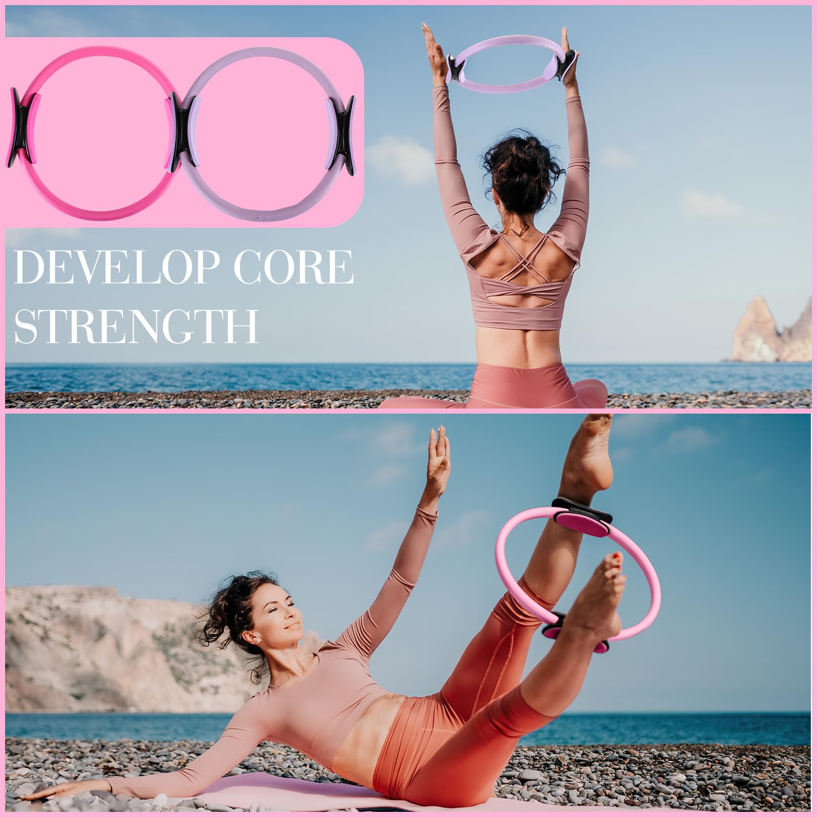 Kit Essentiel Pilates Pour Femme - 7 Pièces (cercle Magique, Mini Ballon, Bandes élastiques, Sac) - Couleur Verte