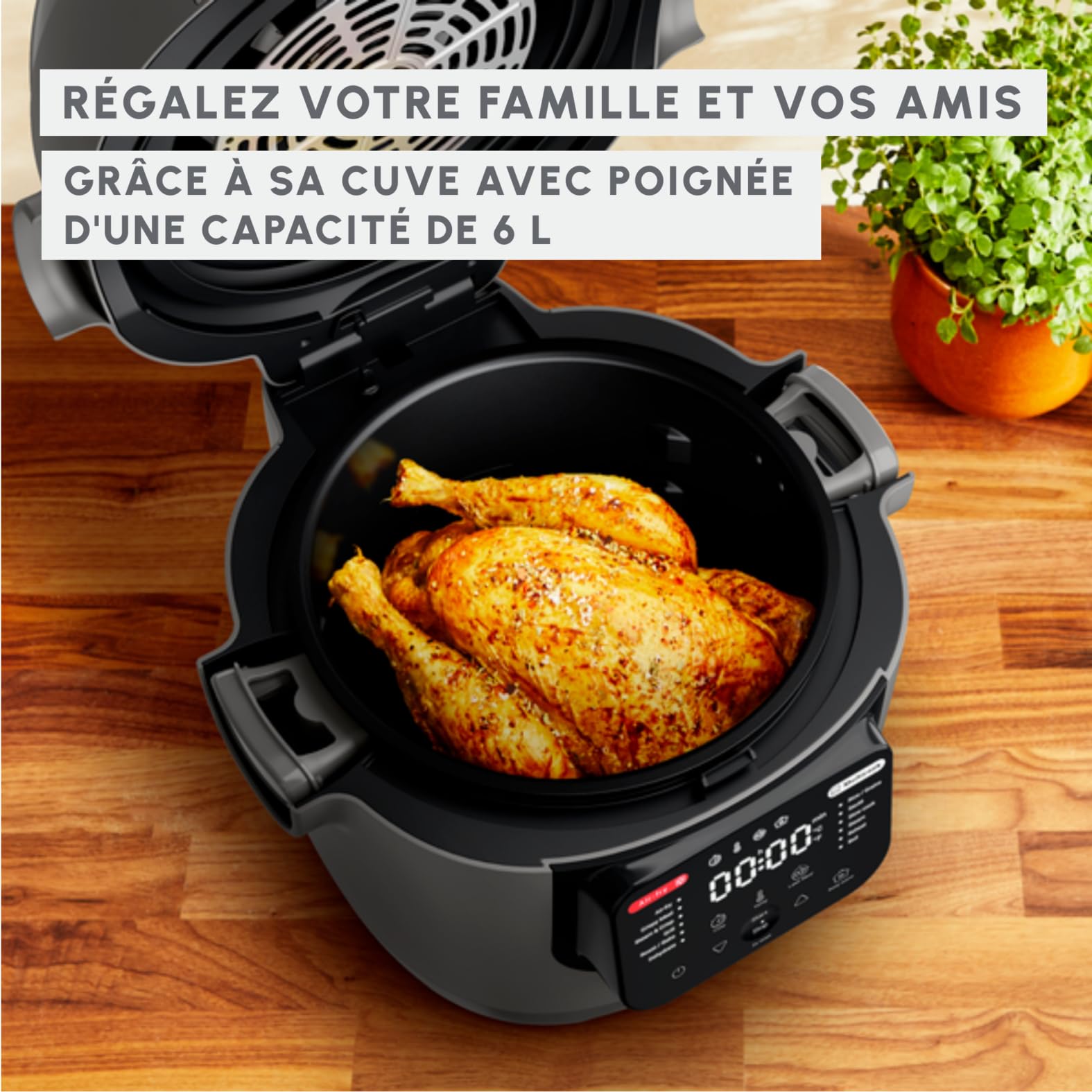 Moulinex Multicook Fry Multicuiseur et air fryer, 12 programmes, 6 L, Gris, Spatule incluse YY5553FB