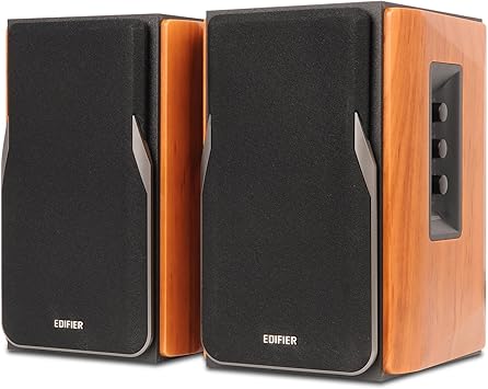 محرر R1380t تعمل بالطاقة رف الكتب مكبرات الصوت، 2.0 ستيريو نشط بالقرب من شاشات الميدان، استوديو مراقب المتكلم، 42 واط Rms (براون)