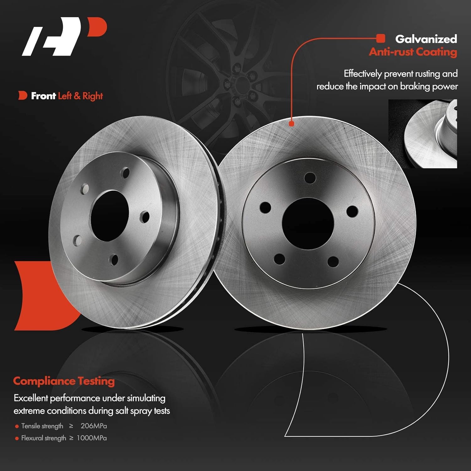 A-Premium Front Disc Brake Rotors and Ceramic Pads Kit with Calipers Compatible with Jeep Grand Cherokee 1999 2000 2001 2002 2003 2004 4.0L 4.7L Replace# 5093180AA, 5093181AA 8-PC Set