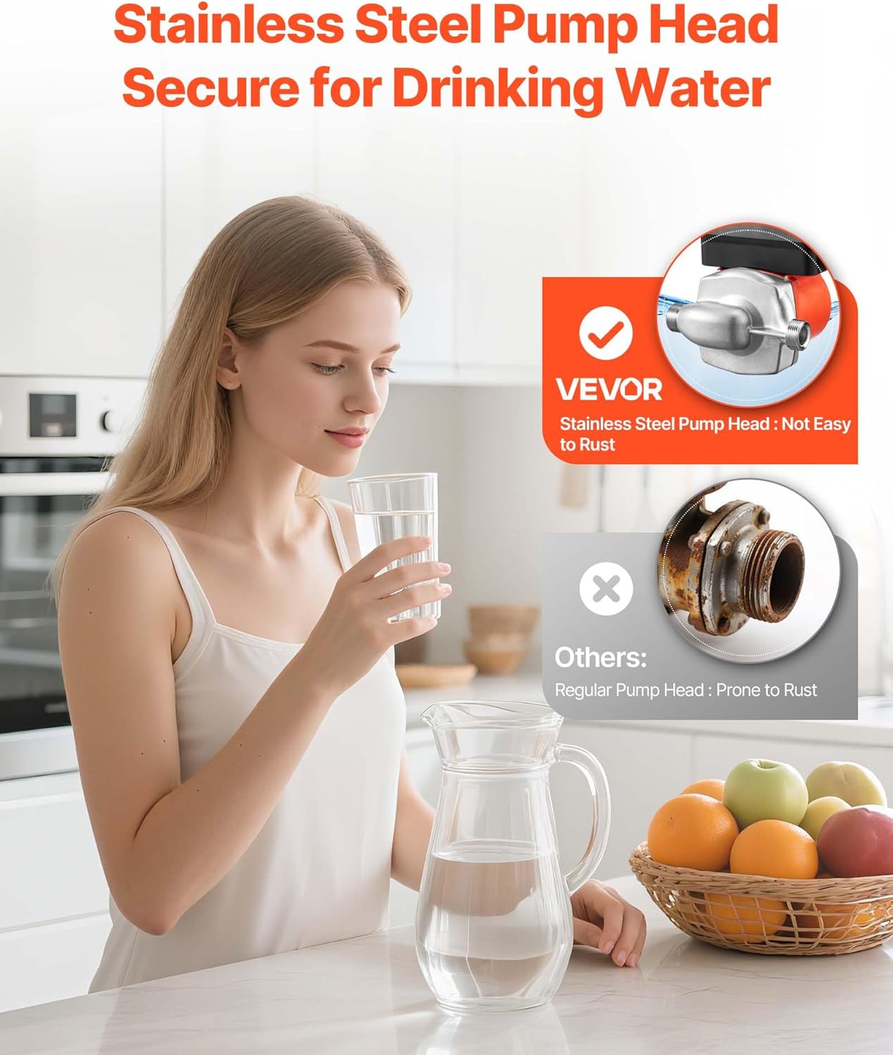 VEVOR Hot Water Recirculating Pump, with Bypass Valve, Instant Recirculation Pump Kit with Timer, Adapter, Circulation Circulator System, Stainless Steel Head, 0.13 HP 110-120V, for Tank Water Heaters
