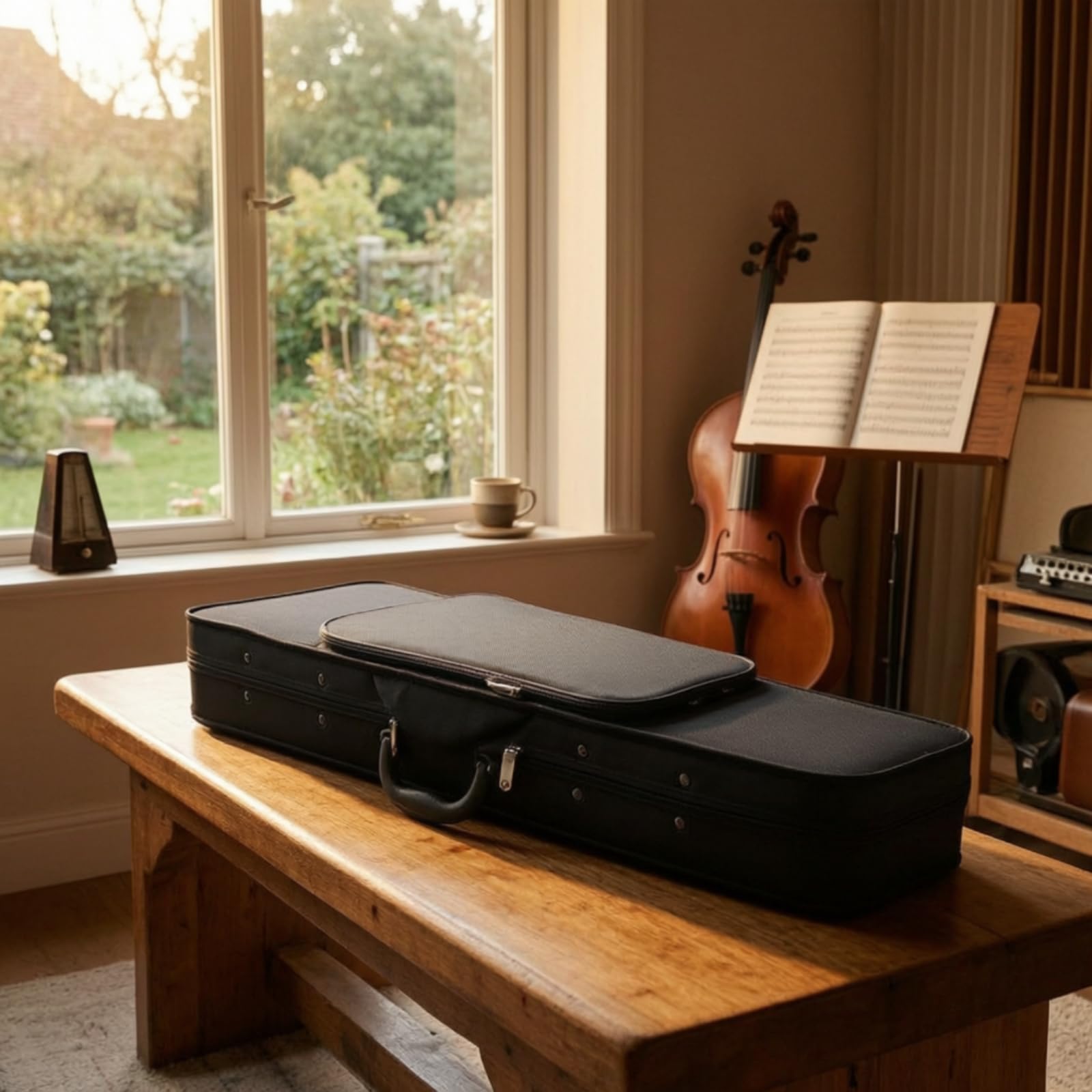 Custodia per Violino Custodia Rigida Astuccio Scatola Valigetta con Compartimenti per Archetti E Accessori Fodera Morbida Schiuma Coperchio, 3/4