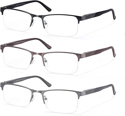 Damen Herren Randlose Lesebrille Getönt Metall Hohe