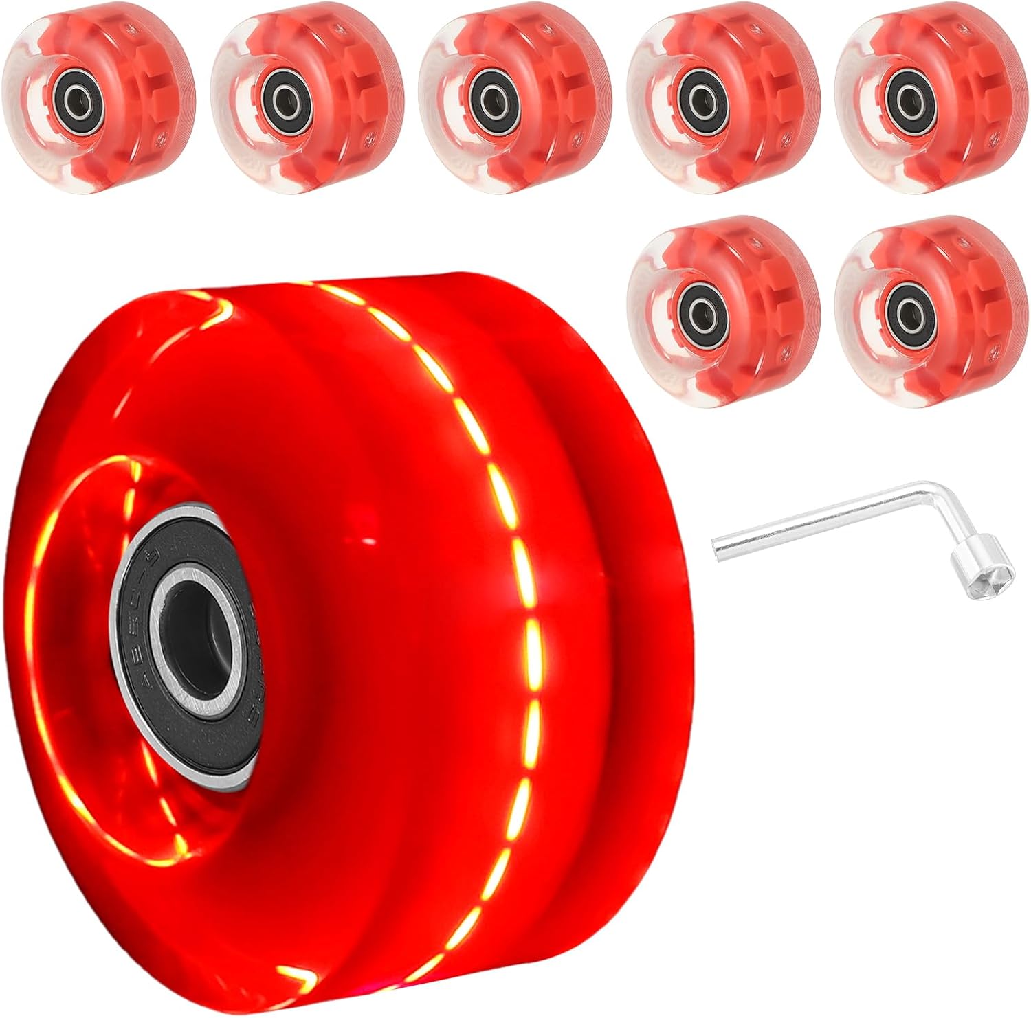 PATIKIL Light Up Skateboard Cruiser Wheels Set with Bearings Trucks Tool Kit for Outdoor Double Row Skating