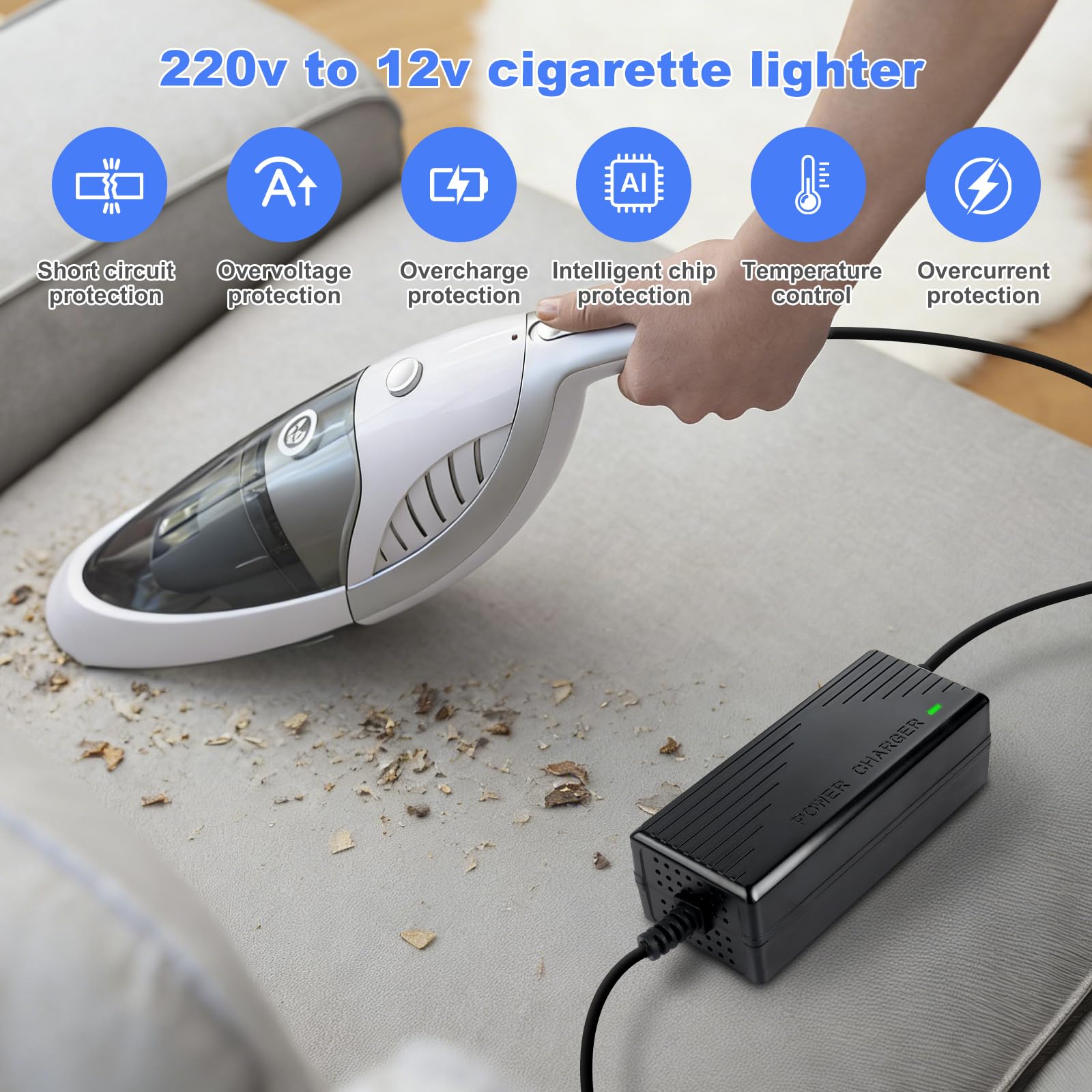 Spannungswandler 220v auf 12v, Adapter Zigarettenanzünder Steckdose, 180W 15A KFZ Netzadapter, Adapter 12V auf 230V, Konverter Netzadapter für Auto-Staubsauger, Kompressoren, Kühlbox