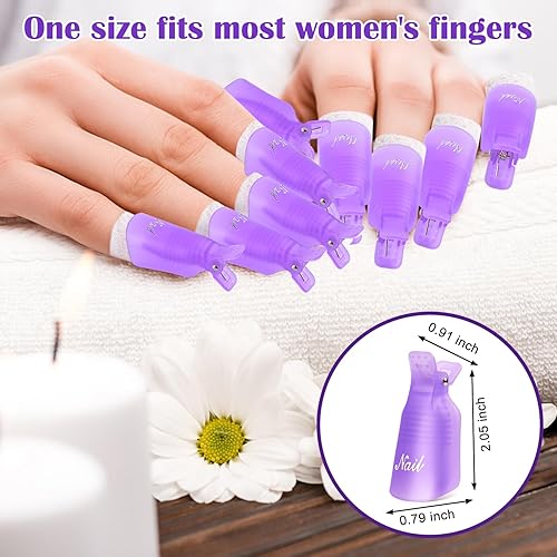 Miniatura 3 de MORGLES Kit removedor de esmalte de uñas de gel con clips de uñas, 300 toallitas quitaesmalte de gel, lima 100180, empujador de cutículas,