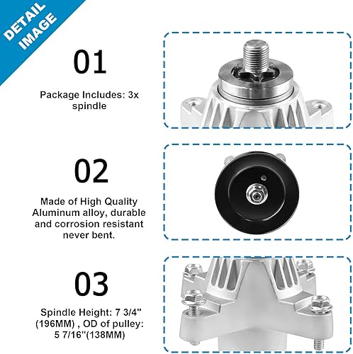 Miniatura 3 de Conjunto de husillo de cortacésped que sustituye a Cub Cadet MTD Troy-Bilt 618-04608 618-0671 918-0671 618-04608A 918-04608A ZT54 GT1554 RTZ54