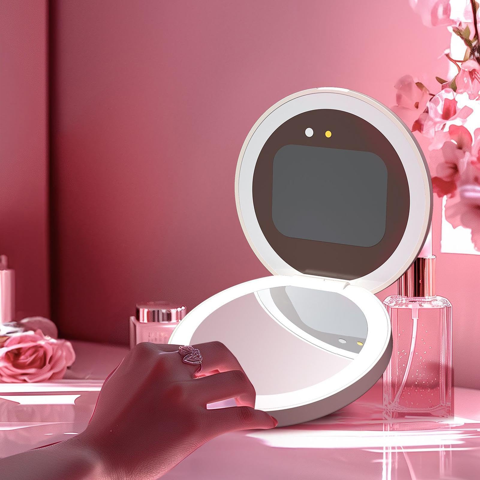 Lustro UV Przenośne Akcesoria Do Testowania Filtru Przeciwsłonecznego Z | Podróżne Lustro Kosmetyczne dla Kobiet i Dziewcząt, Żon i Matek, do Salonu,