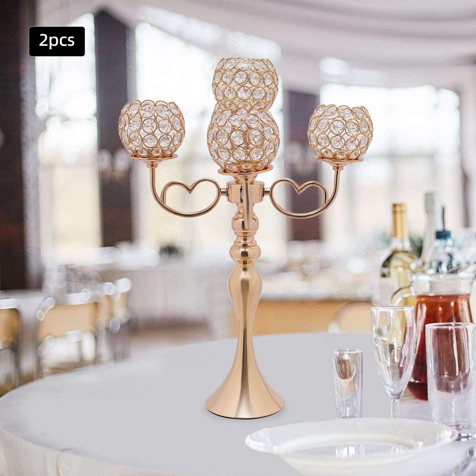 Wedding Candelabra Tall Floor Candelabras,Gold 5 Arm Wedding Floor Candelabra,Metal Spiral Candelabra Candle Holder, Antique Candle Floral Centerpiece Stand for Events