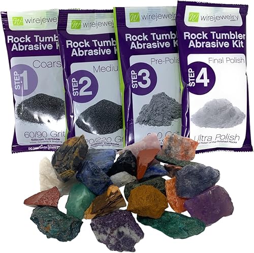 Miniatura 5 de Kit de recambio de vaso de fluorita arco iris, 1.5 libras de mezcla de piedra de fluorita arcoíris y 1 lote de grano abrasivo y pulido de 4 pasos