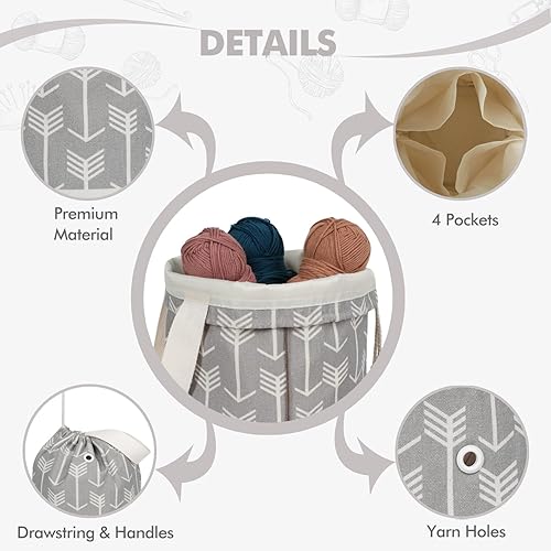 Vista 34 de TOGETRUE Bolsa de hilo, pequeña bolsa de ganchillo para tejer, organizador de bolsas de almacenamiento de hilo portátil para proyectos de ganchillo