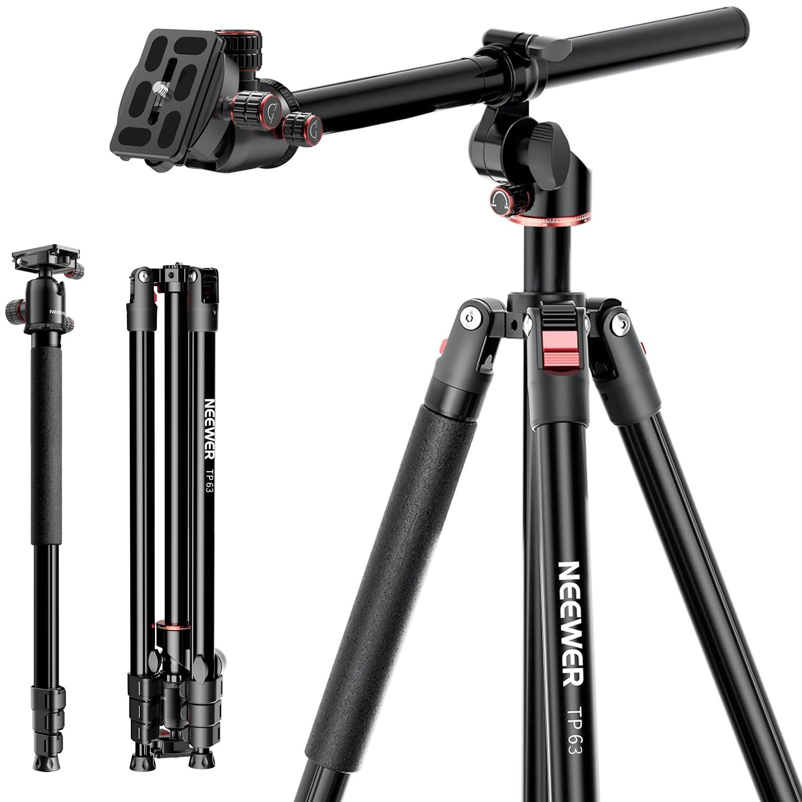 Amazon | NEEWER カメラ三脚一脚 230cm 俯瞰/水平撮影 ボールヘッド