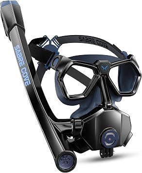 Full Face Snorkel Mask for Adults Youth, Snorkel Mask with Ear Equalization, Quick Release Anti-Leak and Anti-Fog with Mesh Bag for Snorkels, Portable Snorkeling Gear with Detachable Camera Mount