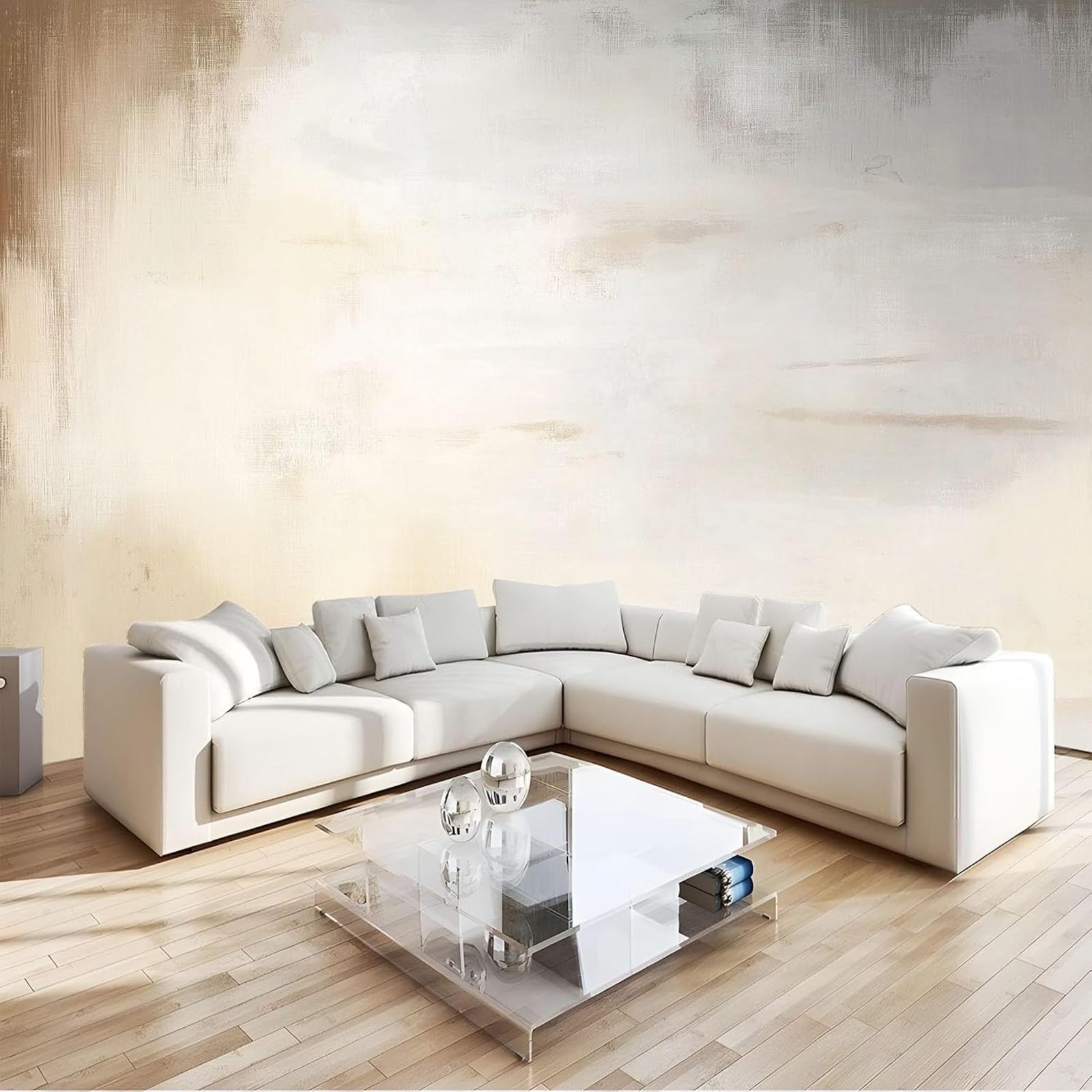Hgjdjhnf 3D Background Non-Woven Photo Wallpaper Sketch Gradient Beige 430Cm X 300Cm