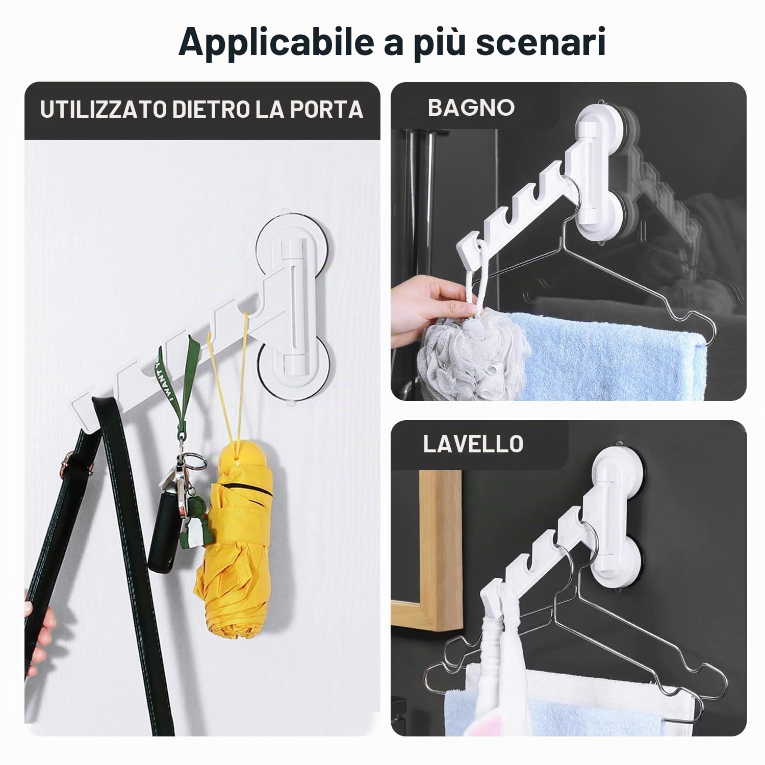 Appendiabiti Da Parete Pieghevole Stendino Muro - Balcone Invisibile Forte Ventosa Senza Punzoni Finestra Multifunzionale Quattro Fessure Barra Porta Vestiti Per Lavanderia Camera Letto Bagno